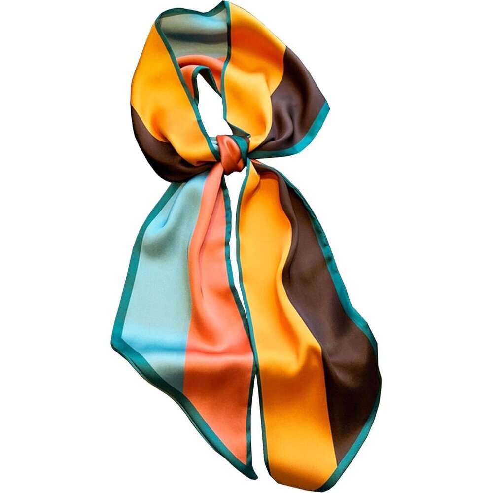 Women's pink Green Ribbons Fashion Purse Scarf Silky Bag Skinny Scarves